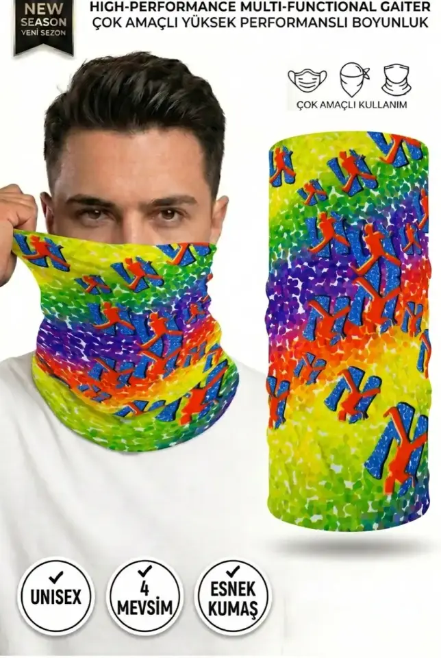 Unisex - 12 Farklı Kullanım Çok Amaçlı Dikişsiz Bandana - UV Korumalı, Nefes Alan Buff Tipi Boyunluk