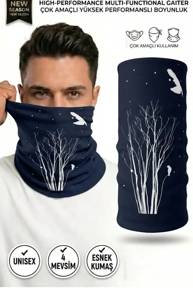 Unisex - 12 Farklı Kullanım Çok Amaçlı Dikişsiz Bandana - UV Korumalı, Nefes Alan Buff Tipi Boyunluk