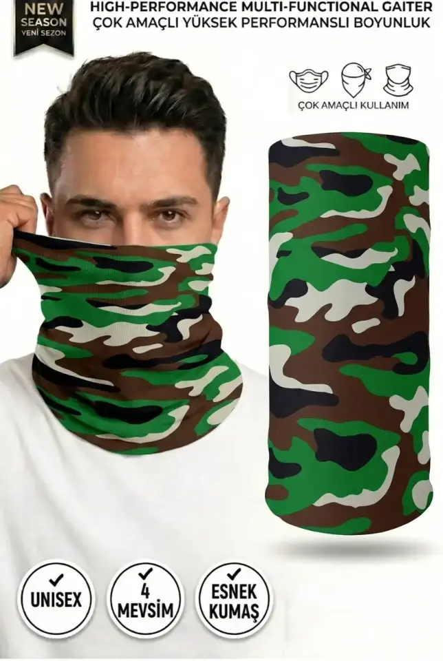 Unisex - 12 Farklı Kullanım Çok Amaçlı Dikişsiz Bandana - UV Korumalı, Nefes Alan Buff Tipi Boyunluk