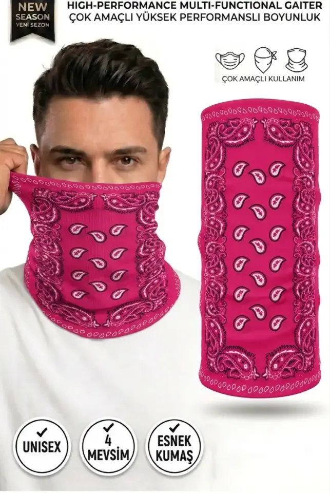 Unisex - 12 Farklı Kullanım Çok Amaçlı Dikişsiz Bandana - UV Korumalı, Nefes Alan Buff Tipi Boyunluk
