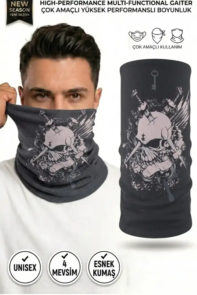 Unisex - 12 Farklı Kullanım Çok Amaçlı Dikişsiz Bandana - UV Korumalı, Nefes Alan Buff Tipi Boyunluk