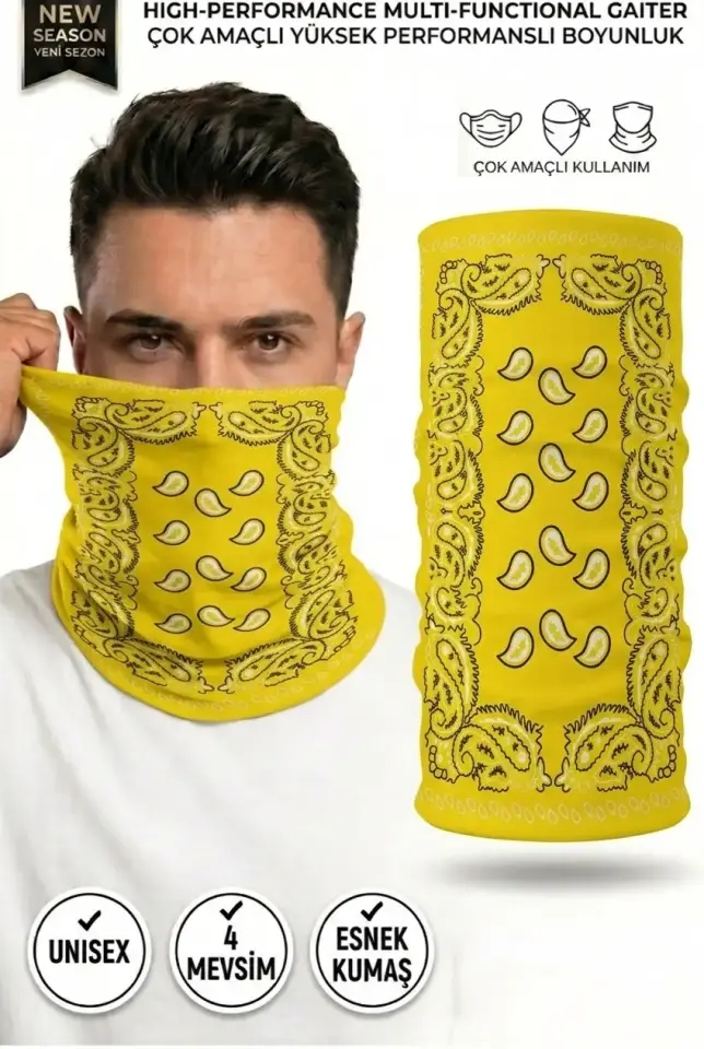 Unisex - 12 Farklı Kullanım Çok Amaçlı Dikişsiz Bandana - UV Korumalı, Nefes Alan Buff Tipi Boyunluk