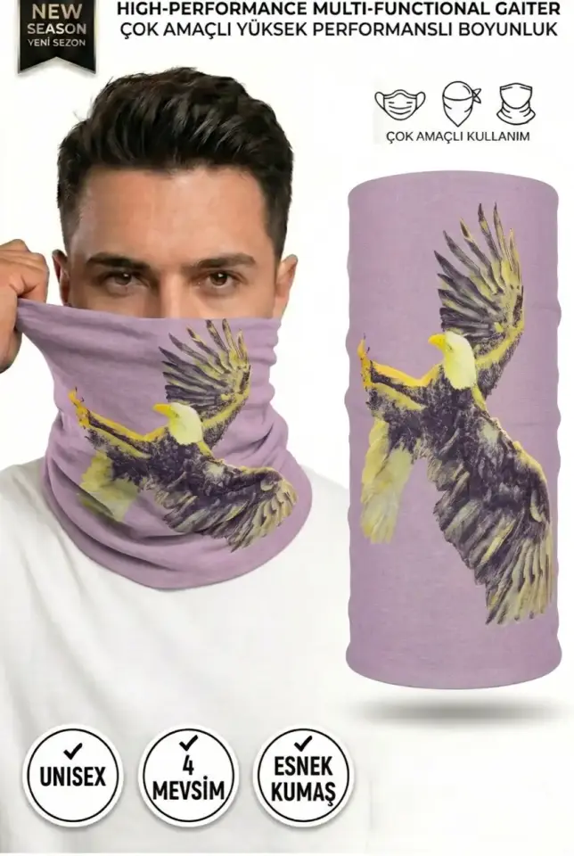 Unisex - 12 Farklı Kullanım Çok Amaçlı Dikişsiz Bandana - UV Korumalı, Nefes Alan Buff Tipi Boyunluk