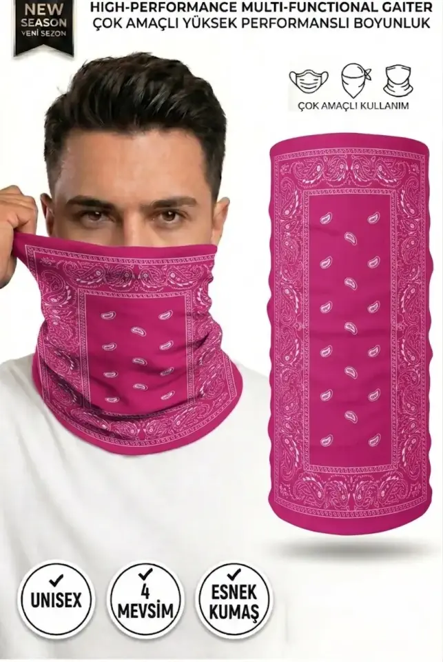 Unisex - 12 Farklı Kullanım Çok Amaçlı Dikişsiz Bandana - UV Korumalı, Nefes Alan Buff Tipi Boyunluk