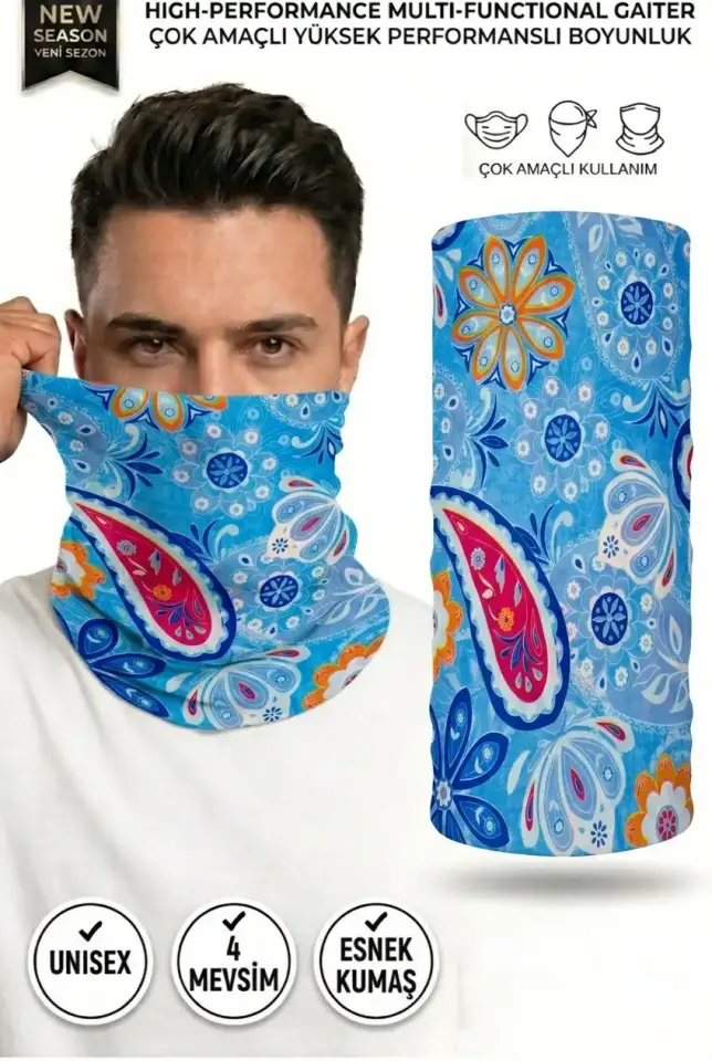 Unisex - 12 Farklı Kullanım Çok Amaçlı Dikişsiz Bandana - UV Korumalı, Nefes Alan Buff Tipi Boyunluk
