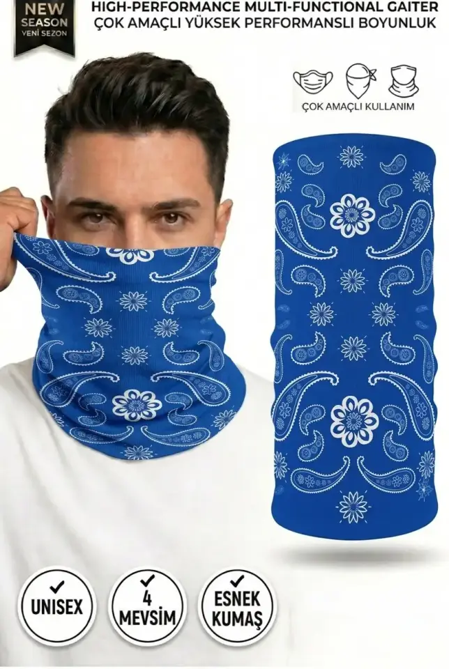 Unisex - 12 Farklı Kullanım Çok Amaçlı Dikişsiz Bandana - UV Korumalı, Nefes Alan Buff Tipi Boyunluk