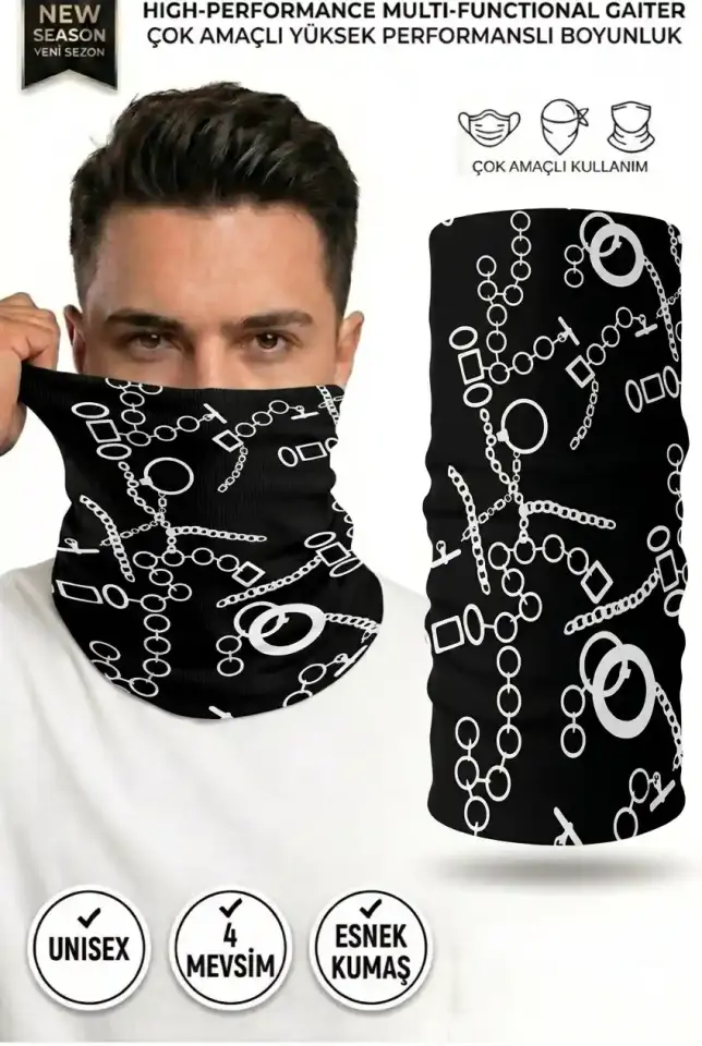 Unisex - 12 Farklı Kullanım Çok Amaçlı Dikişsiz Bandana - UV Korumalı, Nefes Alan Buff Tipi Boyunluk