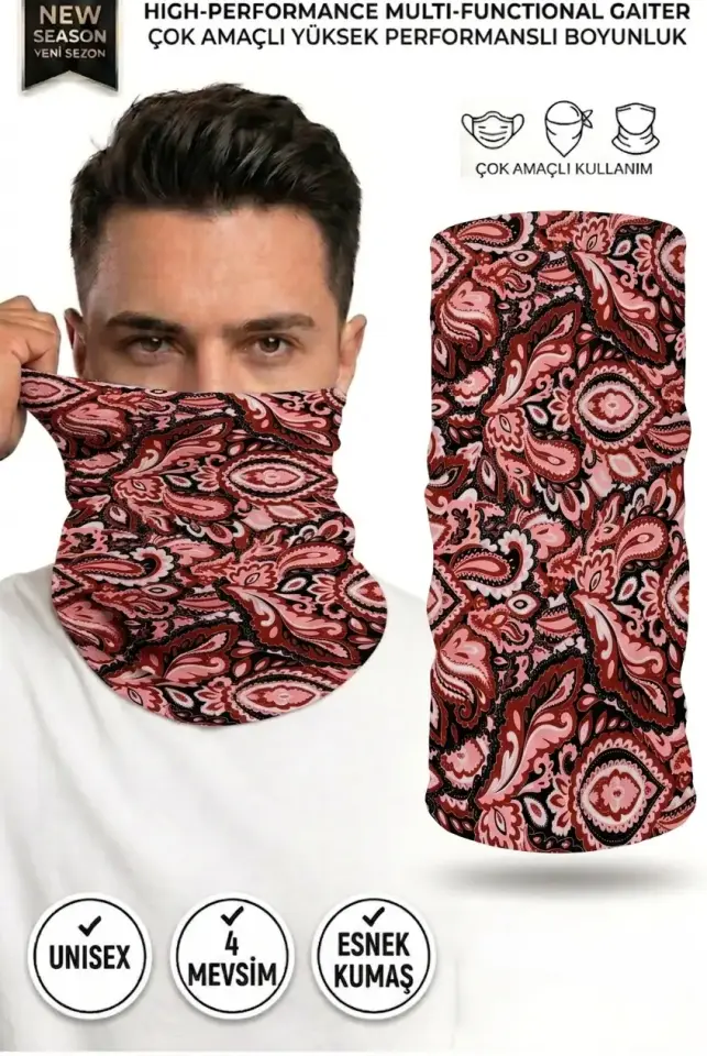 Unisex - 12 Farklı Kullanım Çok Amaçlı Dikişsiz Bandana - UV Korumalı, Nefes Alan Buff Tipi Boyunluk