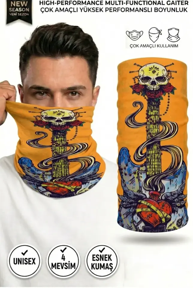Unisex - 12 Farklı Kullanım Çok Amaçlı Dikişsiz Bandana - UV Korumalı, Nefes Alan Buff Tipi Boyunluk