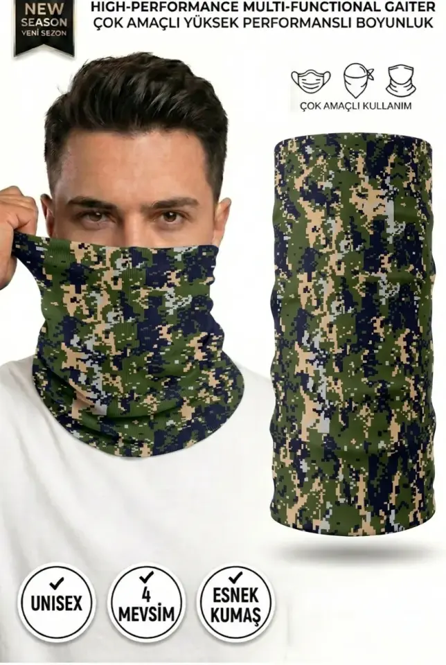 Unisex - 12 Farklı Kullanım Çok Amaçlı Dikişsiz Bandana - UV Korumalı, Nefes Alan Buff Tipi Boyunluk