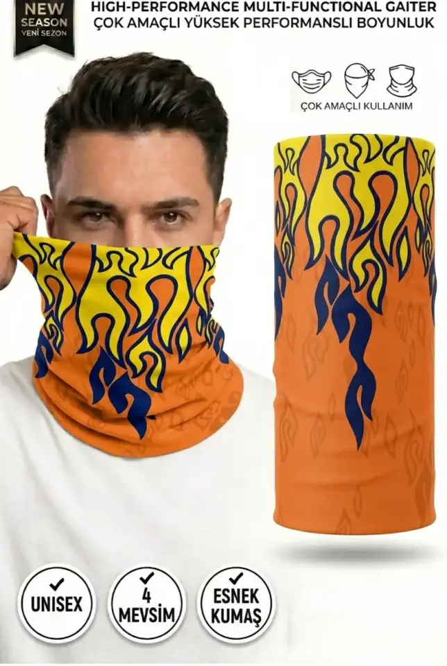 Unisex - 12 Farklı Kullanım Çok Amaçlı Dikişsiz Bandana - UV Korumalı, Nefes Alan Buff Tipi Boyunluk