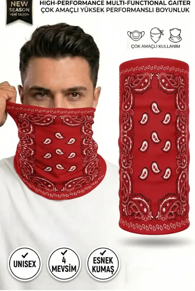 Unisex - 12 Farklı Kullanım Çok Amaçlı Dikişsiz Bandana - UV Korumalı, Nefes Alan Buff Tipi Boyunluk