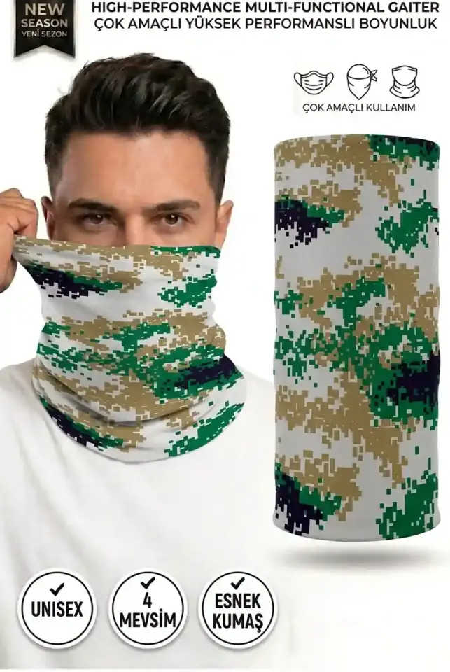 Unisex - 12 Farklı Kullanım Çok Amaçlı Dikişsiz Bandana - UV Korumalı, Nefes Alan Buff Tipi Boyunluk