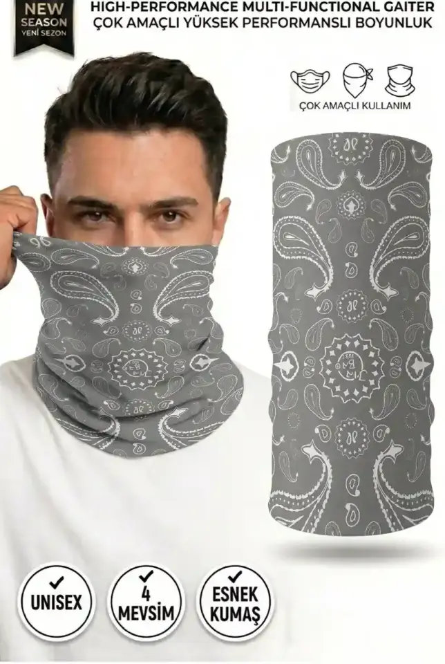 Unisex - 12 Farklı Kullanım Çok Amaçlı Dikişsiz Bandana - UV Korumalı, Nefes Alan Buff Tipi Boyunluk