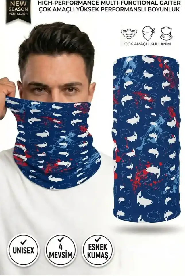 Unisex - 12 Farklı Kullanım Çok Amaçlı Dikişsiz Bandana - UV Korumalı, Nefes Alan Buff Tipi Boyunluk