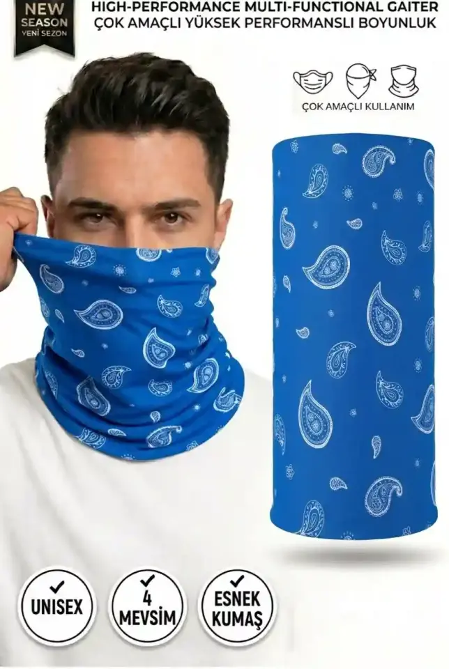 Unisex - 12 Farklı Kullanım Çok Amaçlı Dikişsiz Bandana - UV Korumalı, Nefes Alan Buff Tipi Boyunluk