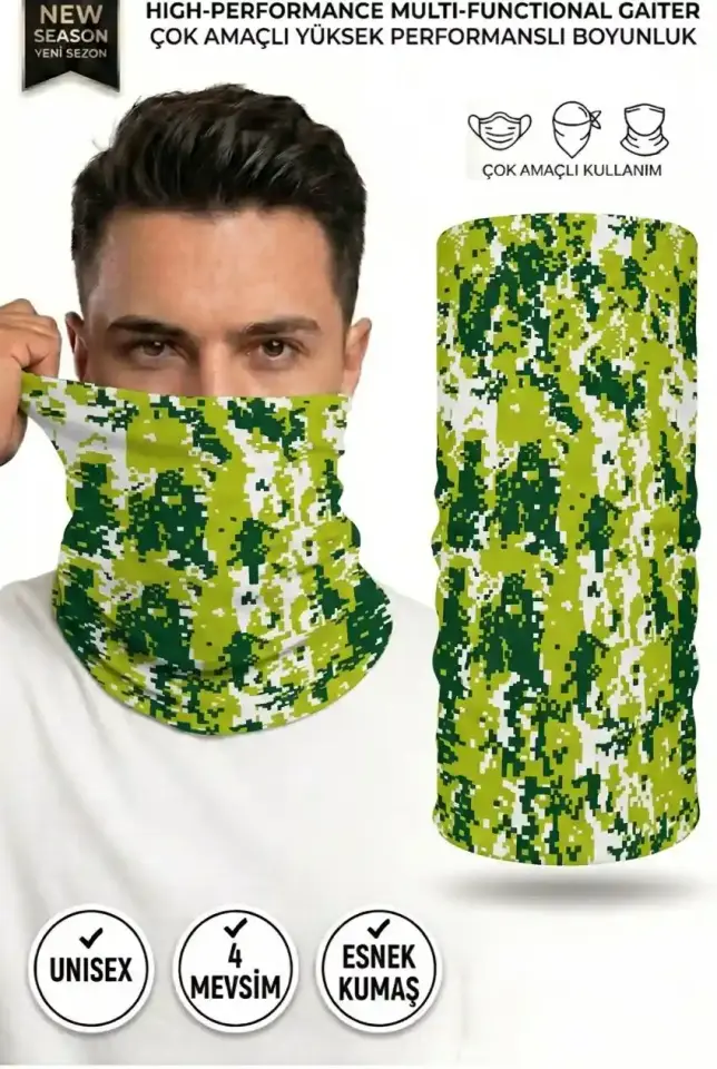 Unisex - 12 Farklı Kullanım Çok Amaçlı Dikişsiz Bandana - UV Korumalı, Nefes Alan Buff Tipi Boyunluk
