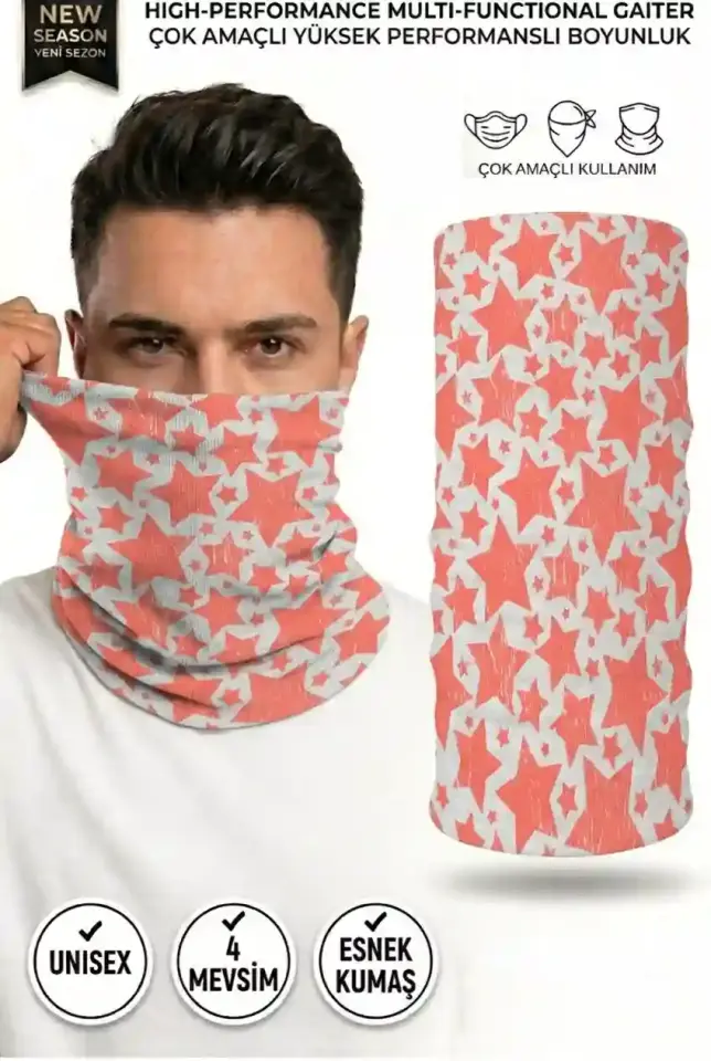 Unisex - 12 Farklı Kullanım Çok Amaçlı Dikişsiz Bandana - UV Korumalı, Nefes Alan Buff Tipi Boyunluk