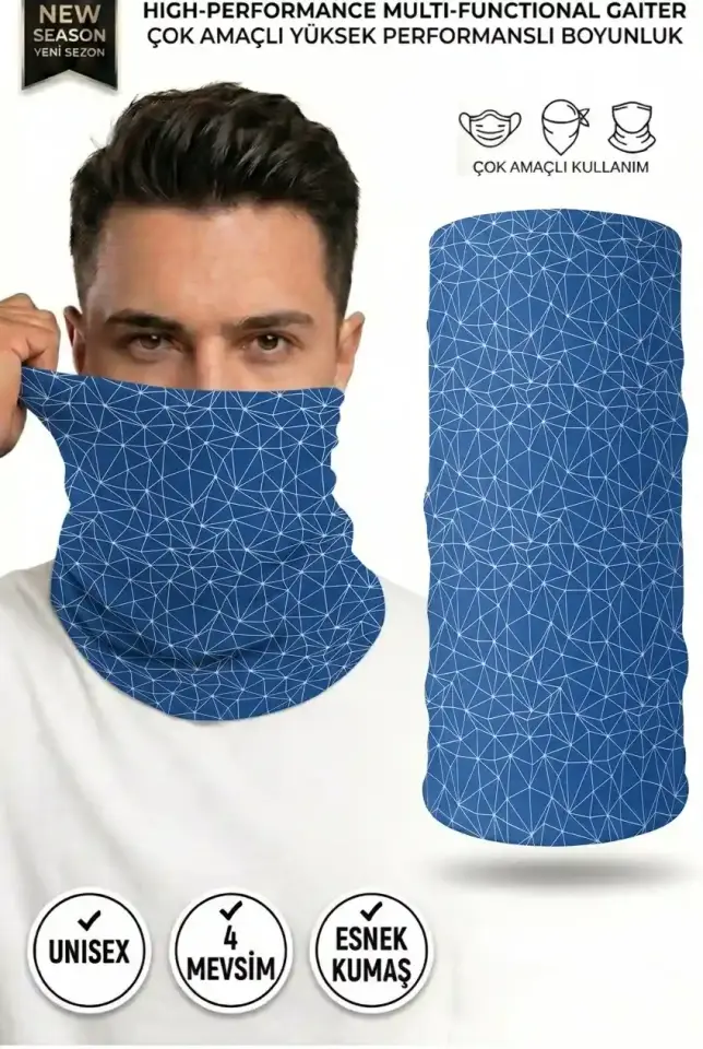 Unisex - 12 Farklı Kullanım Çok Amaçlı Dikişsiz Bandana - UV Korumalı, Nefes Alan Buff Tipi Boyunluk