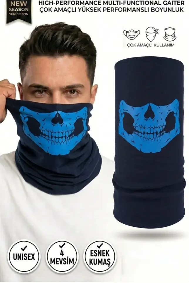 Unisex - 12 Farklı Kullanım Çok Amaçlı Dikişsiz Bandana - UV Korumalı, Nefes Alan Buff Tipi Boyunluk