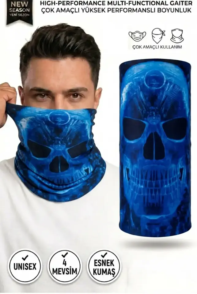 Unisex - 12 Farklı Kullanım Çok Amaçlı Dikişsiz Bandana - UV Korumalı, Nefes Alan Buff Tipi Boyunluk