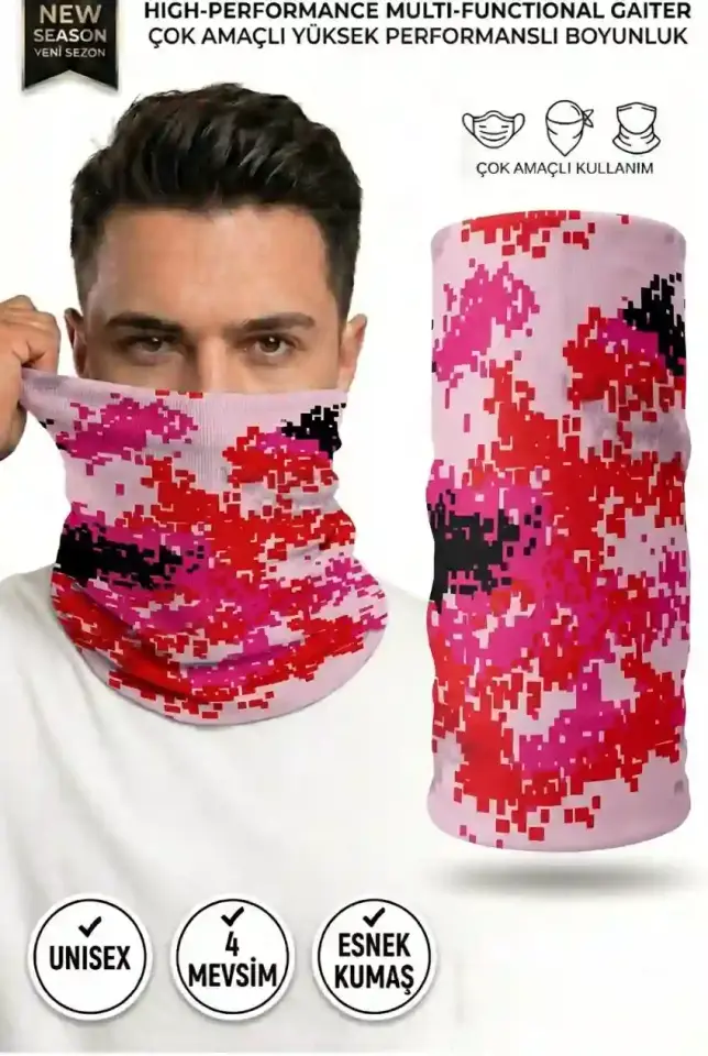 Unisex - 12 Farklı Kullanım Çok Amaçlı Dikişsiz Bandana - UV Korumalı, Nefes Alan Buff Tipi Boyunluk