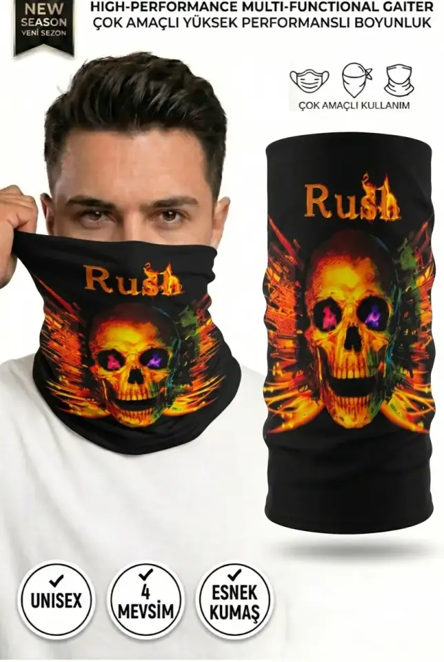 Unisex - 12 Farklı Kullanım Çok Amaçlı Dikişsiz Bandana - UV Korumalı, Nefes Alan Buff Tipi Boyunluk