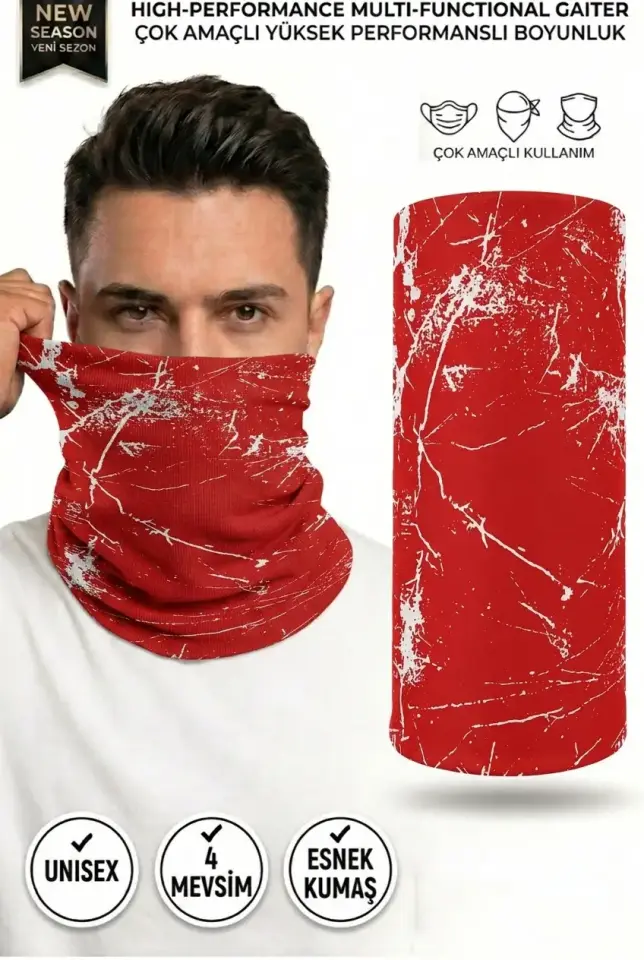 Unisex - 12 Farklı Kullanım Çok Amaçlı Dikişsiz Bandana - UV Korumalı, Nefes Alan Buff Tipi Boyunluk