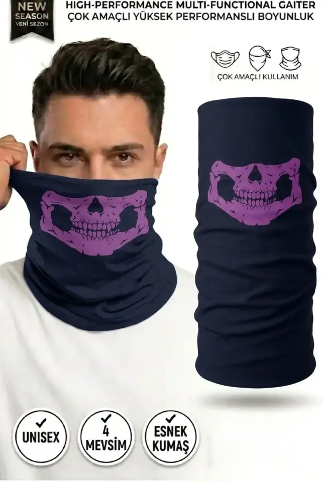 Unisex - 12 Farklı Kullanım Çok Amaçlı Dikişsiz Bandana - UV Korumalı, Nefes Alan Buff Tipi Boyunluk