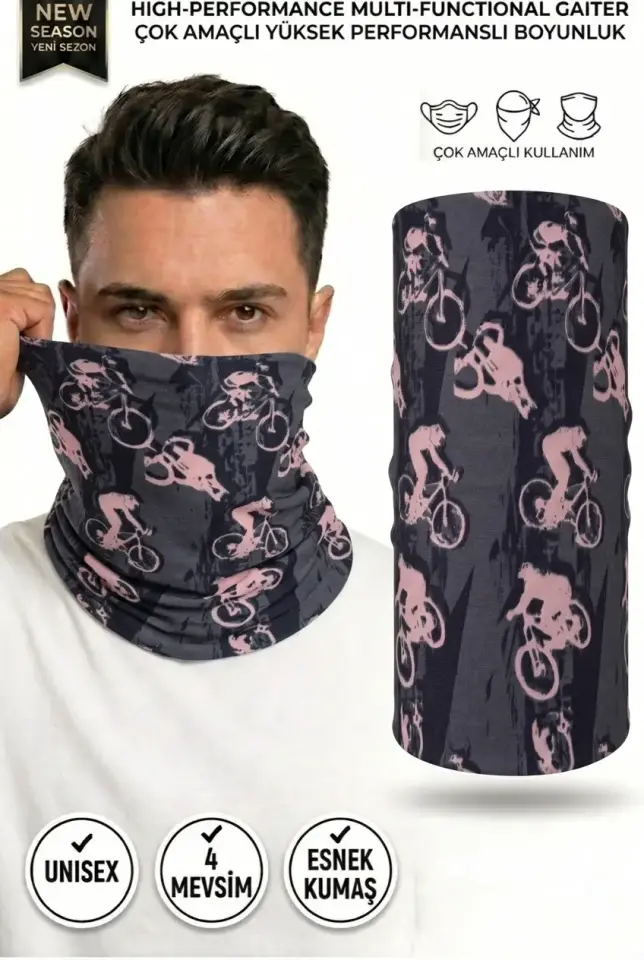 Unisex - 12 Farklı Kullanım Çok Amaçlı Dikişsiz Bandana - UV Korumalı, Nefes Alan Buff Tipi Boyunluk