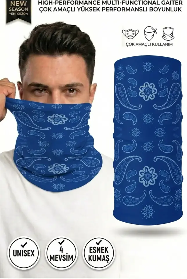 Unisex - 12 Farklı Kullanım Çok Amaçlı Dikişsiz Bandana - UV Korumalı, Nefes Alan Buff Tipi Boyunluk