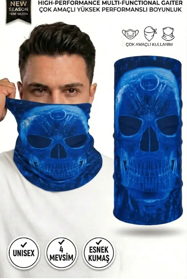 Unisex - 12 Farklı Kullanım Çok Amaçlı Dikişsiz Bandana - UV Korumalı, Nefes Alan Buff Tipi Boyunluk