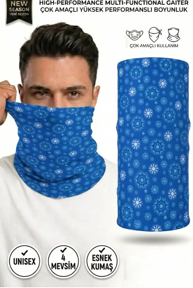 Unisex - 12 Farklı Kullanım Çok Amaçlı Dikişsiz Bandana - UV Korumalı, Nefes Alan Buff Tipi Boyunluk