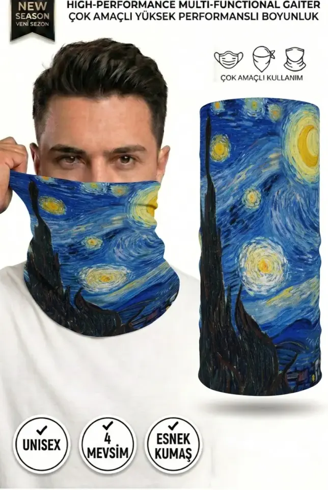 Unisex - 12 Farklı Kullanım Çok Amaçlı Dikişsiz Bandana - UV Korumalı, Nefes Alan Buff Tipi Boyunluk