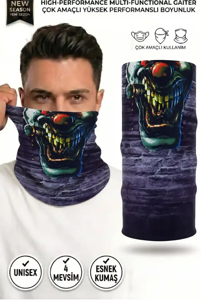 Unisex - 12 Farklı Kullanım Çok Amaçlı Dikişsiz Bandana - UV Korumalı, Nefes Alan Buff Tipi Boyunluk