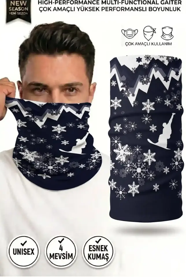 Unisex - 12 Farklı Kullanım Çok Amaçlı Dikişsiz Bandana - UV Korumalı, Nefes Alan Buff Tipi Boyunluk