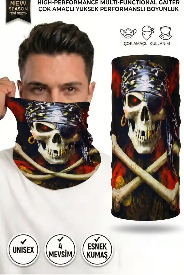 Unisex - 12 Farklı Kullanım Çok Amaçlı Dikişsiz Bandana - UV Korumalı, Nefes Alan Buff Tipi Boyunluk