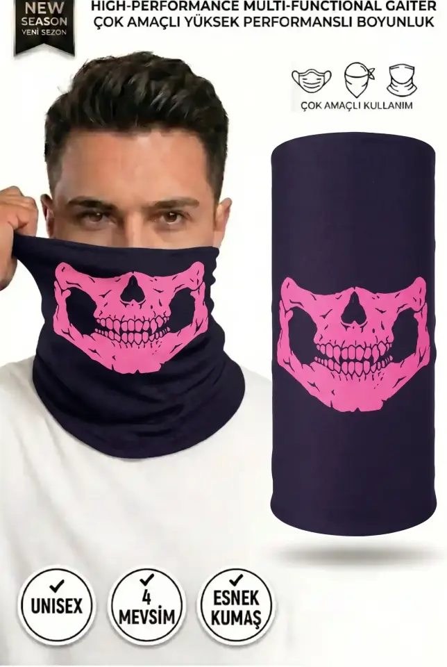 Unisex - 12 Farklı Kullanım Çok Amaçlı Dikişsiz Bandana - UV Korumalı, Nefes Alan Buff Tipi Boyunluk