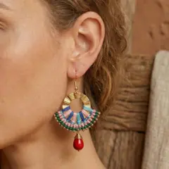 Pirinç&Çelik <br>Doğal Taş Küpeler